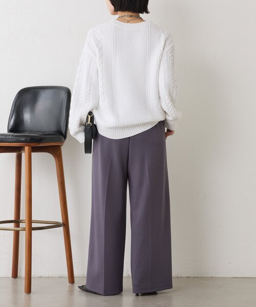 Jena espace merveilleux（ジェナ　エスパスメルヴェイユ）の「ケーブルVネックニット（ニット/セーター・レディース・オフホワイト/チャコールグレー/レモンイエロー・FREE）」の6枚目の写真