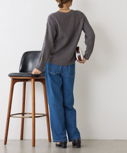 Jena espace merveilleux（ジェナ　エスパスメルヴェイユ）の「ケーブルVネックニット（ニット/セーター・レディース・オフホワイト/チャコールグレー/レモンイエロー・FREE）」の15枚目の写真