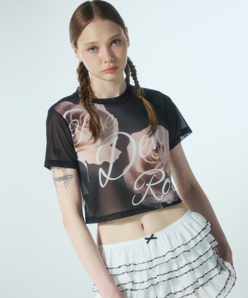 OOH-AHH(ウーアー)の「ローズTシャツ(黒)(Tシャツ/カットソー・レディース・その他・FREE)」の1枚目の写真