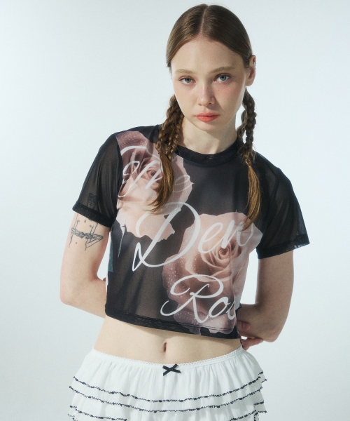 OOH-AHH(ウーアー)の「ローズTシャツ(黒)(Tシャツ/カットソー・レディース・その他・FREE)」の3枚目の写真