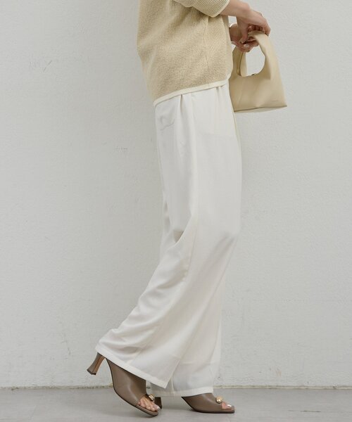 GALLARDAGALANTE（ガリャルダガランテ）の「【ガランテ名品】ライトジャージーワイドパンツ（その他パンツ・レディース・ホワイト/ダークブラウン/ブラック・0/2/1）」の2枚目の写真