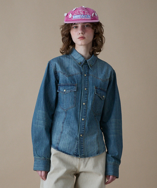 PENFIELD(ペンフィールド)の「ウィメンズウォッシュドデニムウエスタンシャツスカイブルー_FR1WR10F(シャツ/ブラウス・レディース・スカイブルー・S)」の1枚目の写真