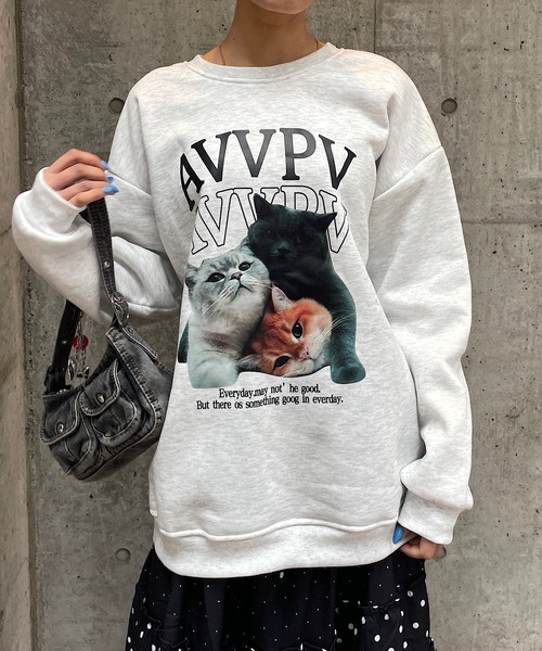ROGER AND RAW（ロジャーアンドロウ）の「[裏起毛]CATプリントスウェットプルオーバー（スウェット・レディース・グレー/ホワイト・FREE）」の19枚目の写真