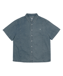 TCM mini logo denim half shirts (blue)