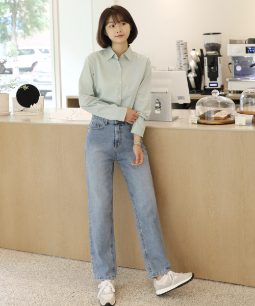 BBAEBBAE(ペッペ)の「国内エレガントウォッシングロングセミワイドハイウエストデニムパンツ(デニムパンツ・レディース・その他・S/L/M)」の4枚目の写真
