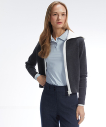 MONDAYFLOW（マンデーフロー）の「アドアニットジップアップ（ウール）_ダークグレー（ニット/セーター）」