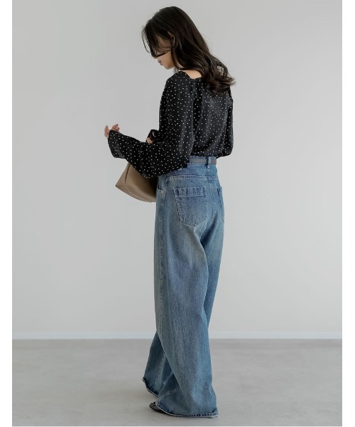 Re:EDIT（リエディ）の「[2026S/S COLLECTION]ドットドレープブラウス（シャツ/ブラウス・レディース・ブラウン/ブラック/アイボリー・MEDIUM/LARGE）」の7枚目の写真