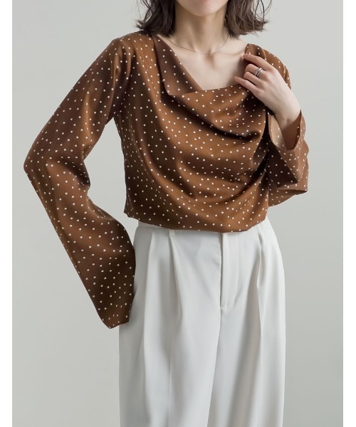 Re:EDIT（リエディ）の「[2026S/S COLLECTION]ドットドレープブラウス（シャツ/ブラウス・レディース・ブラウン/ブラック/アイボリー・MEDIUM/LARGE）」の12枚目の写真
