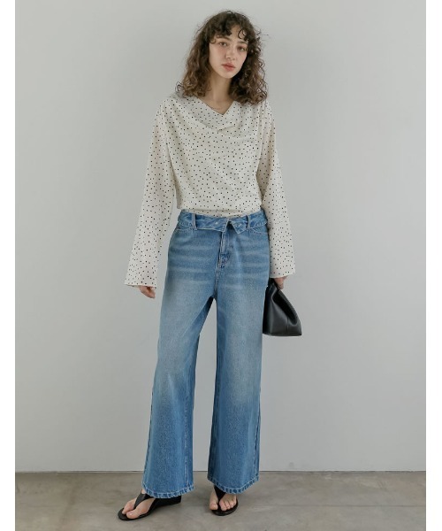 Re:EDIT（リエディ）の「[2026S/S COLLECTION]ドットドレープブラウス（シャツ/ブラウス・レディース・ブラウン/ブラック/アイボリー・MEDIUM/LARGE）」の14枚目の写真