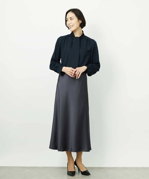 MICHEL KLEIN（ミッシェル・クラン）の「[コージーボトム]ヴィンテージサテンスカート（スカート・レディース・チャコールグレー/ダークインディゴブルー・38）」の21枚目の写真
