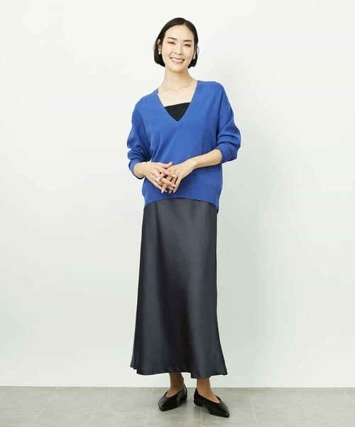 MICHEL KLEIN（ミッシェル・クラン）の「[コージーボトム]ヴィンテージサテンスカート（スカート・レディース・チャコールグレー/ダークインディゴブルー・38）」の18枚目の写真
