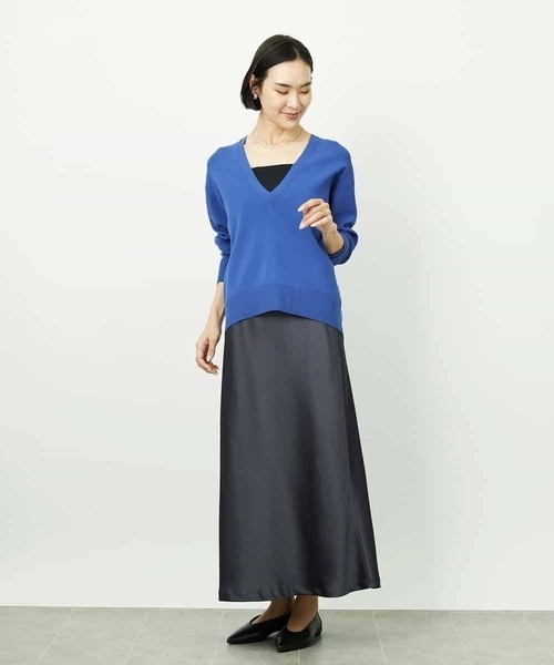 MICHEL KLEIN（ミッシェル・クラン）の「[コージーボトム]ヴィンテージサテンスカート（スカート・レディース・チャコールグレー/ダークインディゴブルー・38）」の17枚目の写真