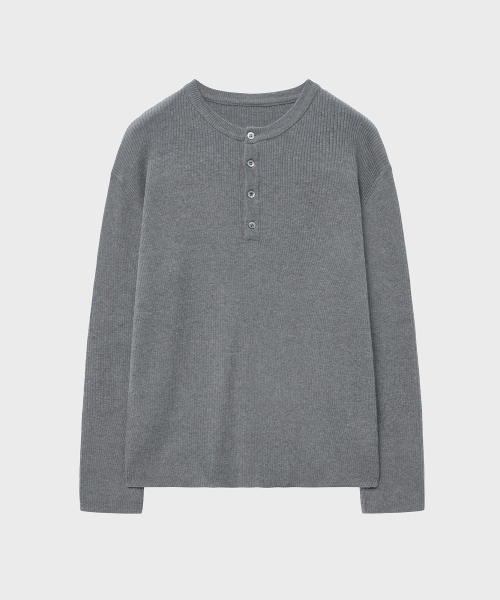 NOIRER（ノイア）の「コットンリブヘンリーネックニット（グレー）（ニット/セーター・メンズ・その他・48/50/52）」の3枚目の写真