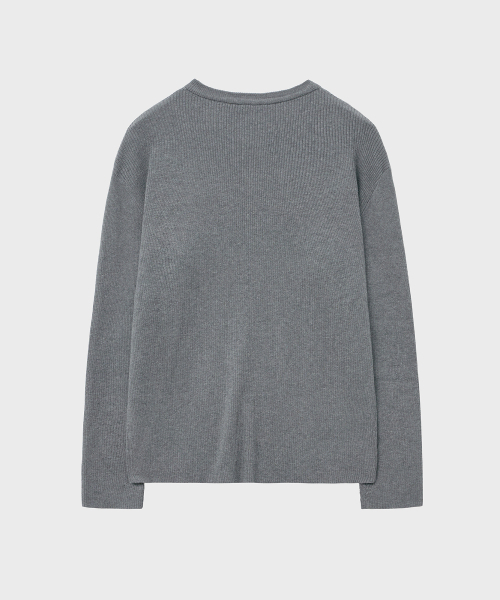 NOIRER（ノイア）の「コットンリブヘンリーネックニット（グレー）（ニット/セーター・メンズ・その他・48/50/52）」の4枚目の写真