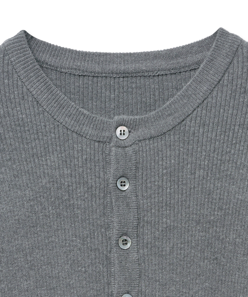 NOIRER（ノイア）の「コットンリブヘンリーネックニット（グレー）（ニット/セーター・メンズ・その他・48/50/52）」の5枚目の写真