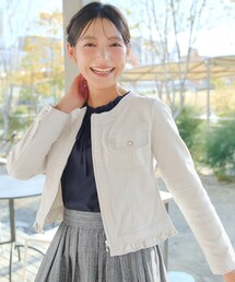 Tiaclasse（ティアクラッセ）の「ノーカラーデニムジャケット（デニムジャケット）」