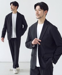 SPU（スプ）の「【防シワ】機能性シングルテーラードジャケット&イージースリムパンツ セットアップ（セットアップ）」