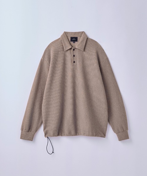 SLICK(スリック)の「【SLICK/スリック】Pleats Knit Drawstring Polo/プリーツニットドローストリングポロシャツ(Tシャツ/カットソー・メンズ・ベージュ/チャコールグレー/ブラック・3/1/2)」の6枚目の写真