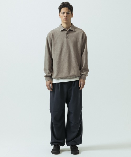 SLICK(スリック)の「【SLICK/スリック】Pleats Knit Drawstring Polo/プリーツニットドローストリングポロシャツ(Tシャツ/カットソー・メンズ・ベージュ/チャコールグレー/ブラック・3/1/2)」の13枚目の写真