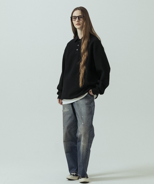 SLICK(スリック)の「【SLICK/スリック】Pleats Knit Drawstring Polo/プリーツニットドローストリングポロシャツ(Tシャツ/カットソー・メンズ・ベージュ/チャコールグレー/ブラック・3/1/2)」の17枚目の写真