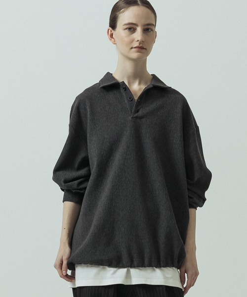 SLICK(スリック)の「【SLICK/スリック】Pleats Knit Drawstring Polo/プリーツニットドローストリングポロシャツ(Tシャツ/カットソー・メンズ・ベージュ/チャコールグレー/ブラック・3/1/2)」の22枚目の写真