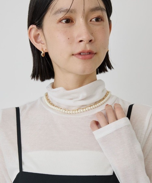 AMERICAN HOLIC（アメリカンホリック）の「【2点SET】パール＋チェーンネックレス（ネックレス・レディース・シルバー/ゴールド・FREE）」の2枚目の写真