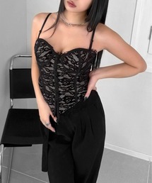 LVEU. | 【LVEU.】ランジェリーライクレースビスチェ / トップス キャミソール ビスチェ コルセット ランジェリー風 カップ付き ブラキャミ ブラック ホワイト ZOZOTOWN限定(キャミソール)