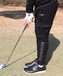 (RM)【LUXE/R GOLF】ポリエステル スウェード ファスナー ラインストーン カーゴパンツ