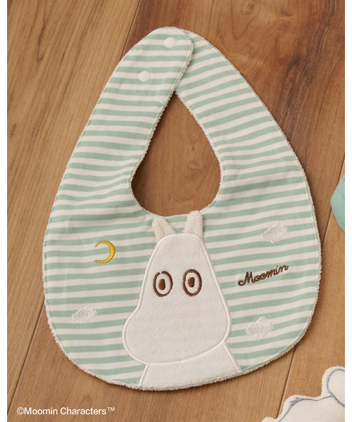 kladskap（クレードスコープ）の「【MOOMIN】ムーミン・ニョロニョロスタイ（スタイ/よだれかけ・キッズ・マスタード/ライトグリーン・F）」の2枚目の写真