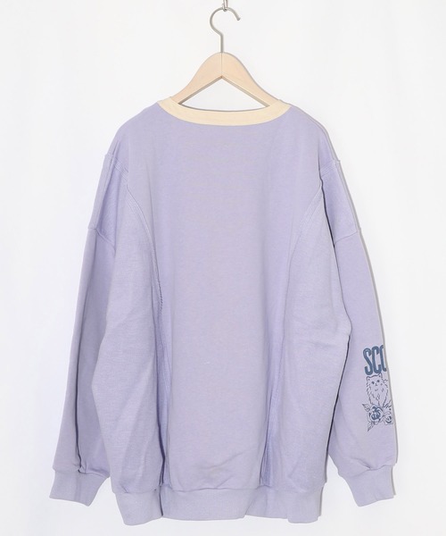 ScoLar（スカラー）の「161612：チョーク風柄裏毛×綿ツイル異素材切替カーディガン（カーディガン/ボレロ・レディース・アイボリー/パープル/チャコールグレー・M）」の17枚目の写真