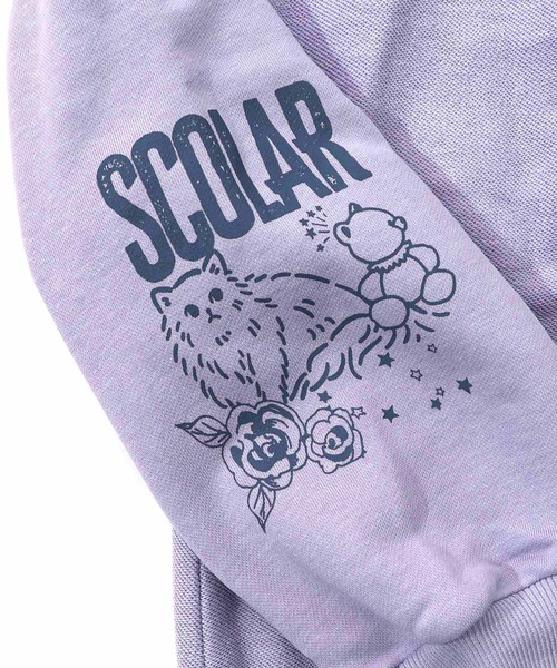 ScoLar（スカラー）の「161612：チョーク風柄裏毛×綿ツイル異素材切替カーディガン（カーディガン/ボレロ・レディース・アイボリー/パープル/チャコールグレー・M）」の21枚目の写真