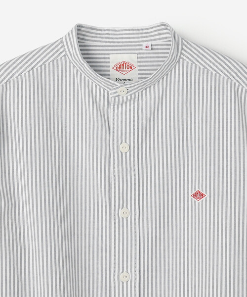 DANTON(ダントン)の「DANTON | オックスフォード バンドカラーシャツ STRIPE MEN(シャツ/ブラウス・メンズ・ブルー系その他5・42/40)」の6枚目の写真