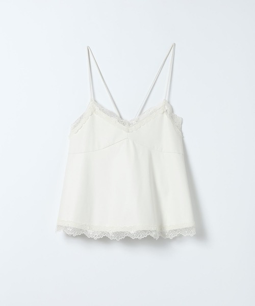 JEANASIS(ジーナシス)の「フェイクレザーレーストリムキャミ/650174(キャミソール・レディース・オフホワイト/ブラック・FREE)」の2枚目の写真