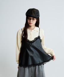 JEANASIS | フェイクレザーレーストリムキャミ/650174(キャミソール)