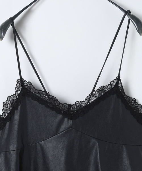 JEANASIS(ジーナシス)の「フェイクレザーレーストリムキャミ/650174(キャミソール・レディース・オフホワイト/ブラック・FREE)」の9枚目の写真