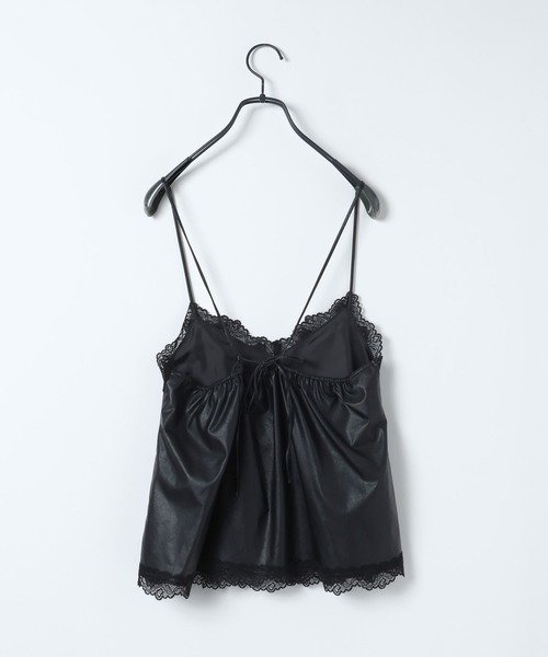 JEANASIS(ジーナシス)の「フェイクレザーレーストリムキャミ/650174(キャミソール・レディース・オフホワイト/ブラック・FREE)」の8枚目の写真