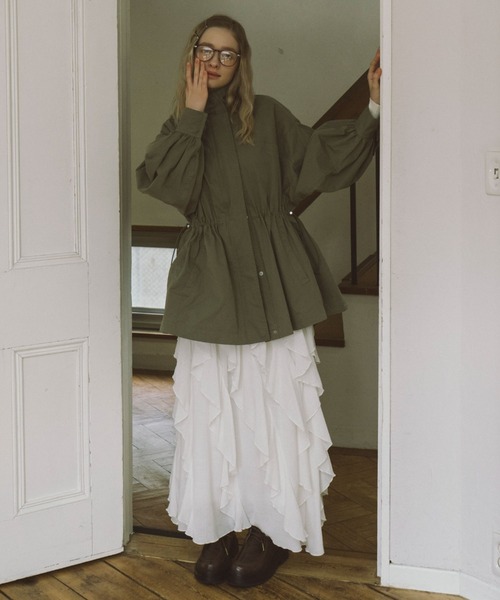 archives（アルシーヴ）の「ドロストミリタリージャケット（ミリタリージャケット・レディース・グレイッシュベージュ/カーキ・MEDIUM）」の9枚目の写真