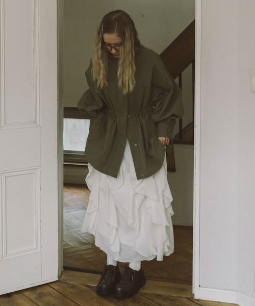 archives（アルシーヴ）の「ドロストミリタリージャケット（ミリタリージャケット・レディース・グレイッシュベージュ/カーキ・MEDIUM）」の10枚目の写真