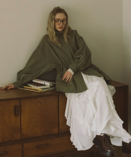 archives（アルシーヴ）の「ドロストミリタリージャケット（ミリタリージャケット・レディース・グレイッシュベージュ/カーキ・MEDIUM）」の3枚目の写真