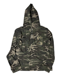Camouflage 8 Henley Neck Hoodie ((khaki))