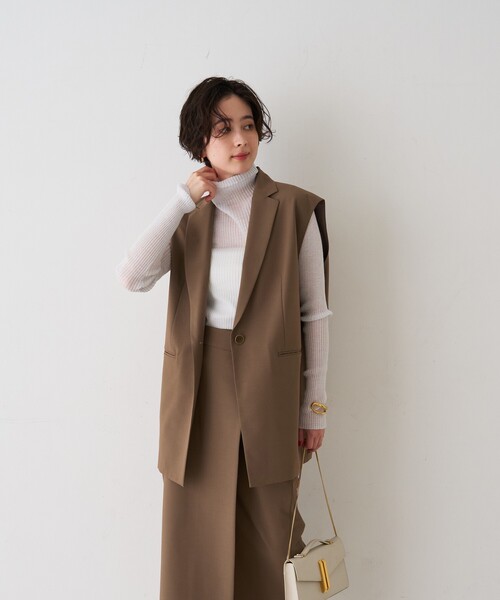 Rouge vif Anna（ルージュヴィフアンナ）の「【セットアップ対応】テーラーカラージレ/ポケット付き/ベスト/春服/セレモニー/手洗い可能（ベスト・レディース・ブラック/モカ・フリー）」の5枚目の写真
