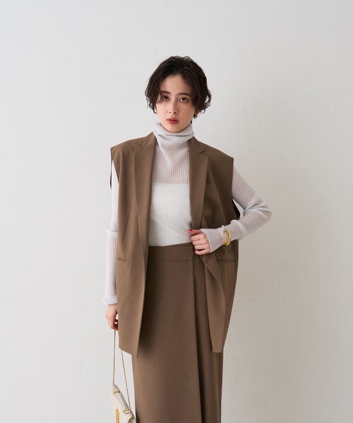 Rouge vif Anna（ルージュヴィフアンナ）の「【セットアップ対応】テーラーカラージレ/ポケット付き/ベスト/春服/セレモニー/手洗い可能（ベスト・レディース・ブラック/モカ・フリー）」の6枚目の写真