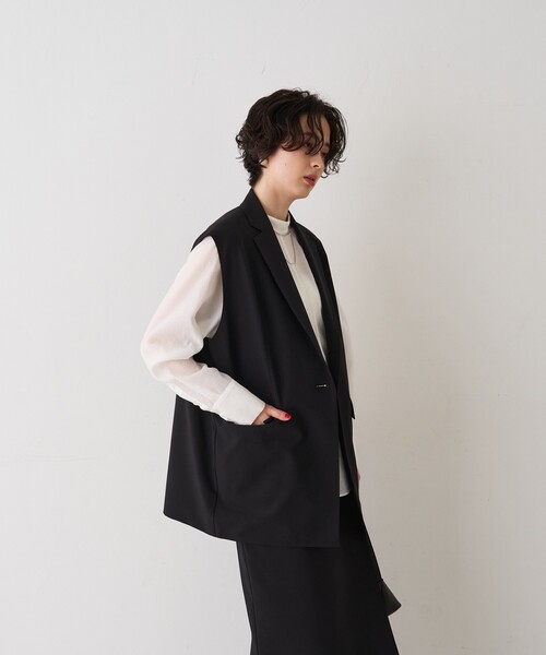 Rouge vif Anna（ルージュヴィフアンナ）の「【セットアップ対応】テーラーカラージレ/ポケット付き/ベスト/春服/セレモニー/手洗い可能（ベスト・レディース・ブラック/モカ・フリー）」の7枚目の写真