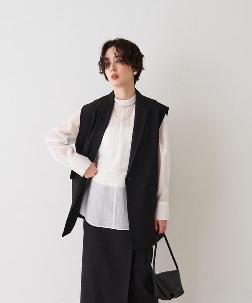 Rouge vif Anna（ルージュヴィフアンナ）の「【セットアップ対応】テーラーカラージレ/ポケット付き/ベスト/春服/セレモニー/手洗い可能（ベスト・レディース・ブラック/モカ・フリー）」の8枚目の写真