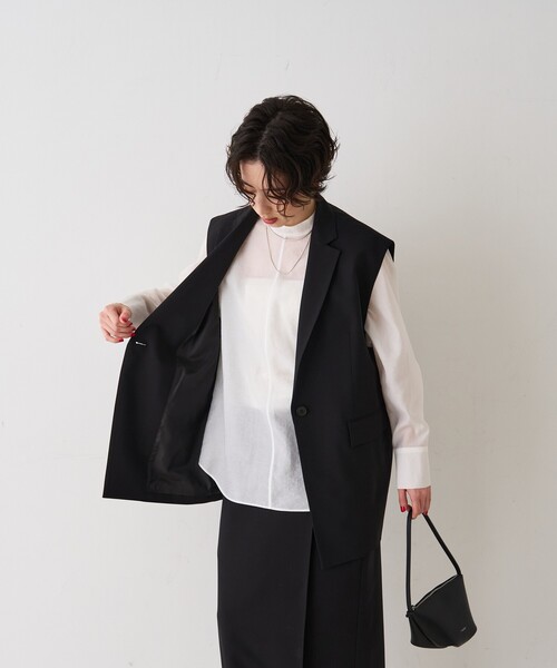 Rouge vif Anna（ルージュヴィフアンナ）の「【セットアップ対応】テーラーカラージレ/ポケット付き/ベスト/春服/セレモニー/手洗い可能（ベスト・レディース・ブラック/モカ・フリー）」の10枚目の写真
