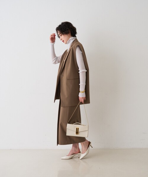 Rouge vif Anna（ルージュヴィフアンナ）の「【セットアップ対応】テーラーカラージレ/ポケット付き/ベスト/春服/セレモニー/手洗い可能（ベスト・レディース・ブラック/モカ・フリー）」の16枚目の写真