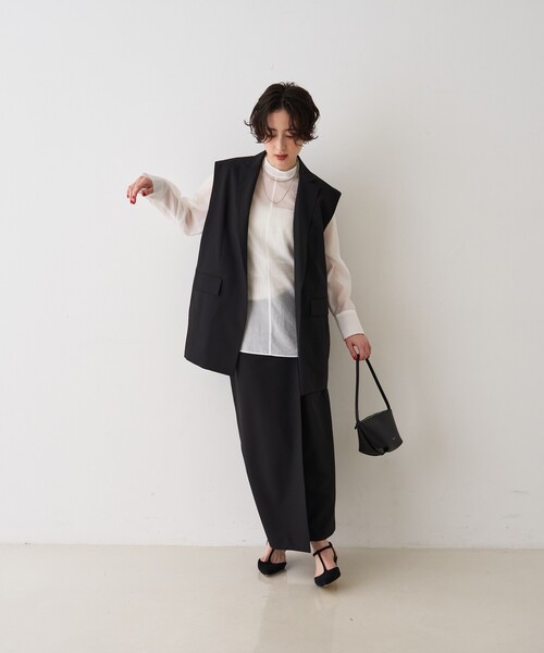 Rouge vif Anna（ルージュヴィフアンナ）の「【セットアップ対応】テーラーカラージレ/ポケット付き/ベスト/春服/セレモニー/手洗い可能（ベスト・レディース・ブラック/モカ・フリー）」の20枚目の写真