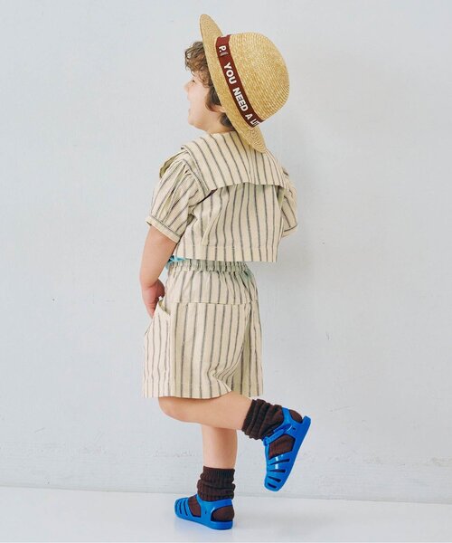 p.premier（ピードットプルミエ）の「セーラー衿の半袖クロップドシャツ（シャツ/ブラウス・キッズ・ブラウン/ストライプ/レッド・120/110/100/90/80/140/130）」の15枚目の写真