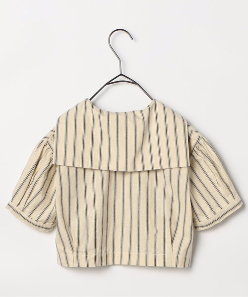 p.premier（ピードットプルミエ）の「セーラー衿の半袖クロップドシャツ（シャツ/ブラウス・キッズ・ブラウン/ストライプ/レッド・120/110/100/90/80/140/130）」の13枚目の写真