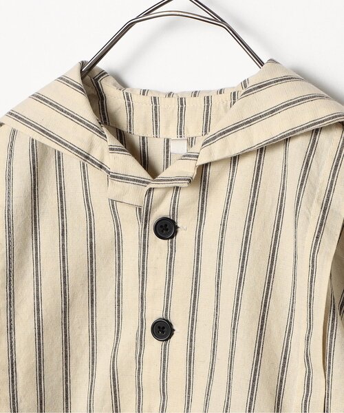 p.premier（ピードットプルミエ）の「セーラー衿の半袖クロップドシャツ（シャツ/ブラウス・キッズ・ブラウン/ストライプ/レッド・120/110/100/90/80/140/130）」の18枚目の写真